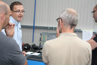 Technical Director Chris Dear delivers wheel alignment equipment training to a new user